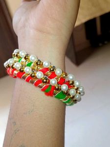 Beautiful Multicolour Pearl Bangle (Set Of 2)