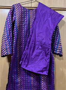 Purple Short kurti and bell bottom pants set