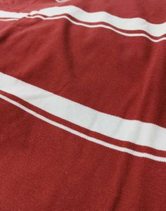 Nautica Men Red Striped Cotton Polo Tshirt