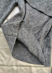 Gray Off-Shoulder Knit Top