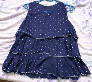 Navy Polka Dot Tiered Dress