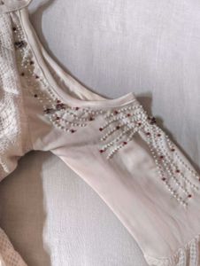 red white lolita pleated lace off shoulder dress