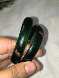 Green glass Bangle Set