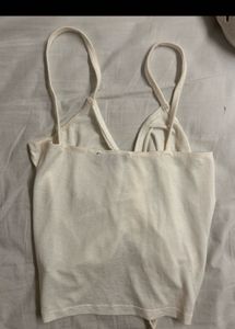 White Ruched Drawstring Crop Top