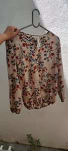 Beige M size Floral Formal Casual women&#39;s top
