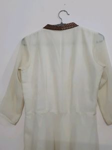 Cream Colour Full Length Chiffon Gown