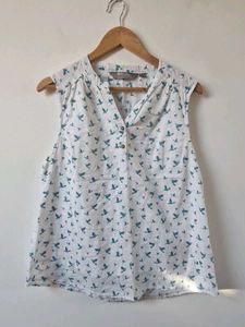 Women's Cotton Half Button Blouse Top