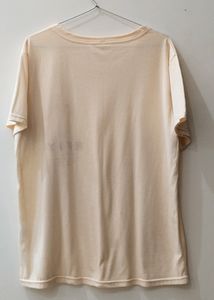 New Front Print Beige T Shirt