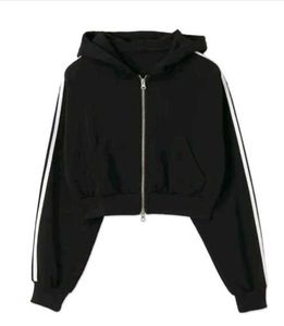 Striped Sleeve Black Hoodie (E)