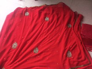 Red Embellished saree