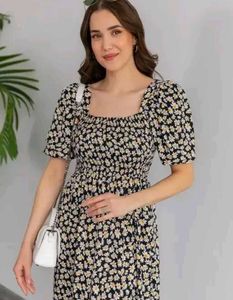 Daisy Print Smocked Dress