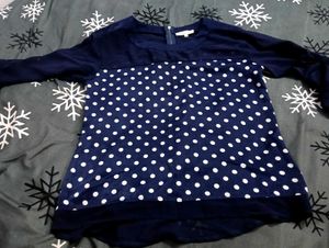 Navy Polka Dot Top