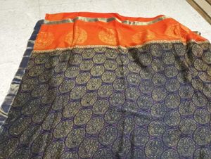 Elegant Orange &amp; Blue Saree