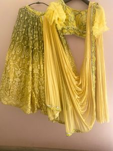 Soft Yellow Green Unique Lehenga Choli Dupatta
