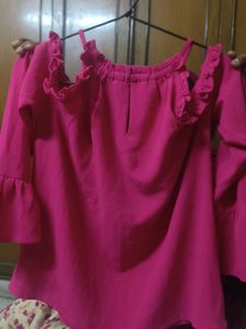 Pink Off-Shoulder Ruffle Top