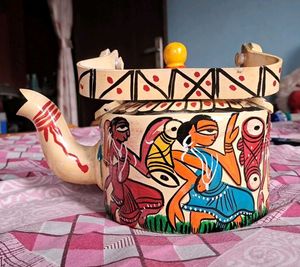 Handcrafted Painted Teapot from West Bengal