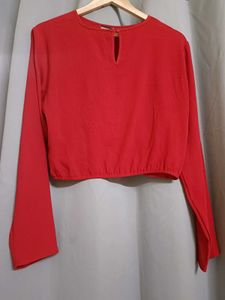 H&amp;M Red Knotted Long Sleeve Top♥️