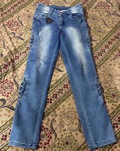 blue straight jeans
