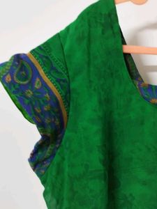 Leaf Green Kurta With Nice Neck Design