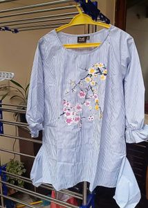 Striped Floral Blouse