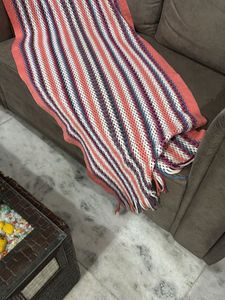 Striped Knit Throw Muffler (stal