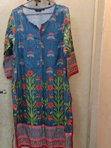 Srishti Blue Floral Printed Kurta | Size M | New