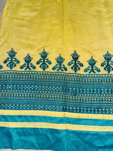 Yellow &amp; Teal Salwar Kameez