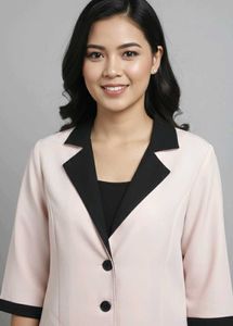 Chic Pink Blazer with Black Trim