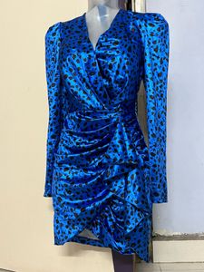 Pintrest Padded Blue Animal Print Dress