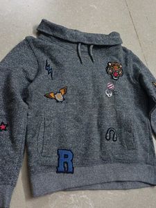 Embroidered Gray Hoodie