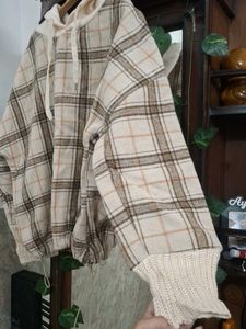 Beige Plaid Hoodie