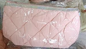 Pink Quilted Cosmetic Bag