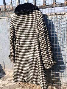 Houndstooth Coat🦓 Faux Fur Collar