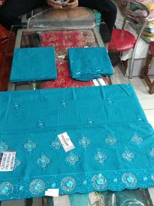 Teal Embroidered Salwar Suit Fabric