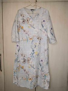 Floral Print Sky Blue Kurti