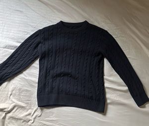 Navy Blue Cable Knit Sweater