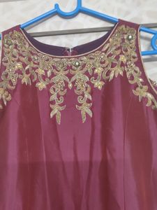 Beautiful Ethic Wear Gown M Size Wine Colour