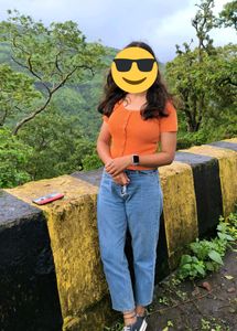 Orange Ribbed Crop Top