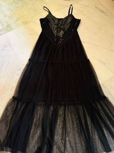 Black Leather And Sequin Dress