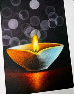 Oil Pastel Diwali Spacial Drawing