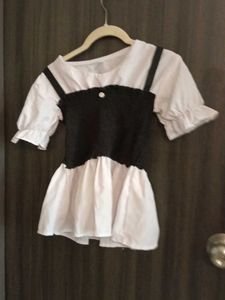 White & Black Ruffle Top
