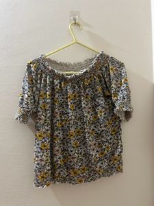 Ajio Top &amp; Black A-Line Midi Skirt