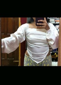 White Strechable Top For Women