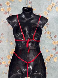 Red Sexy Three Piece Lingerie Set