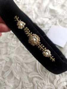 Black Velvet Pearl Headband