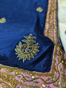 Heavy Weight Saree Italian Fabric Royal Blue