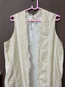 Ethnic Sleeveless Shrug Khadi stuff for 40-42 size