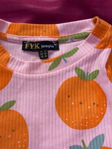 Orange Print Long Sleeve Top