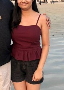 Burgundy Peplum Tank Top