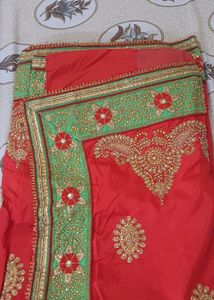 Green And Red Color Saree